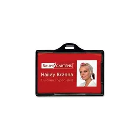 Baumgartens Baumgartens ID Card Holder, Horizontal, 3-3/8" x 2-1/8", Black, 25/Pack 68310